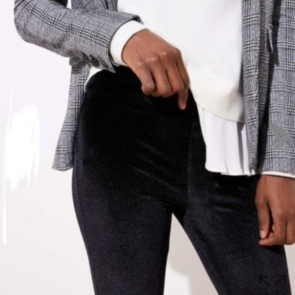 Loft Black Velvet Leggings Pants Size M Stretch - Picture 1 of 15